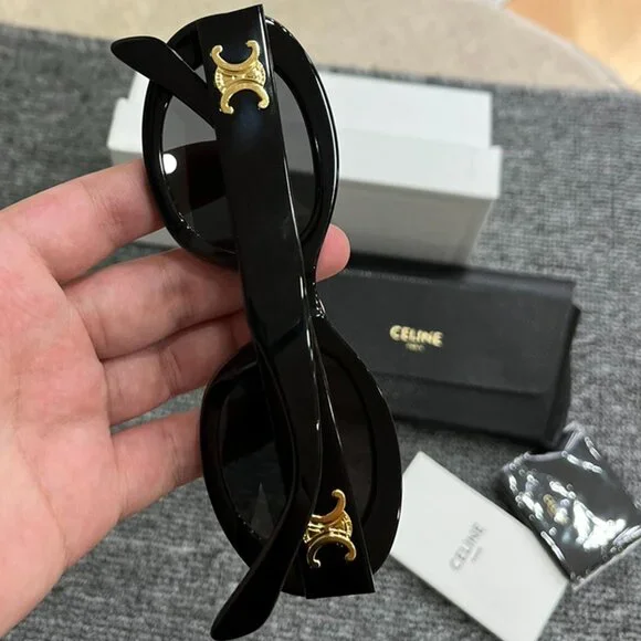 Celine Triomphe Oval Black Sunglasses - Picture 4 of 6